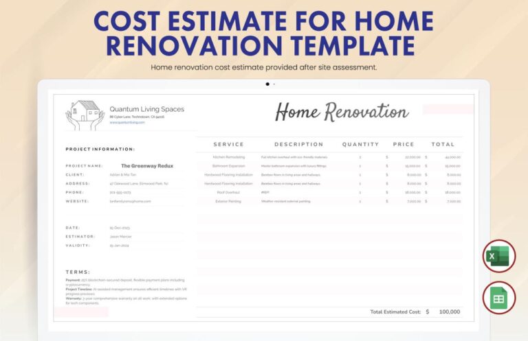 Free Editable Renovation Templates in Excel to Download