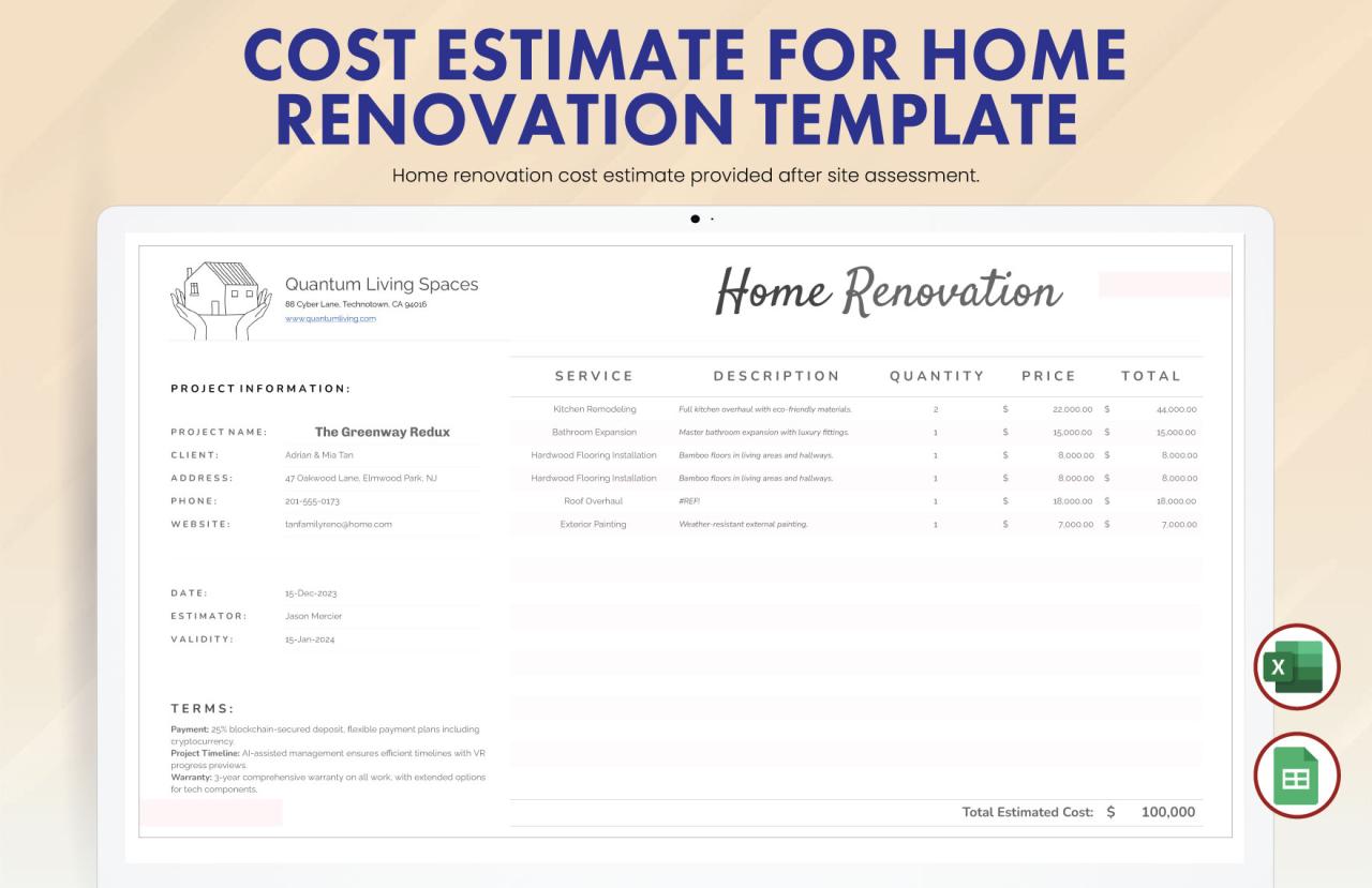 Free Editable Renovation Templates in Excel to Download Free Editable Renovation Templates in Excel to Download